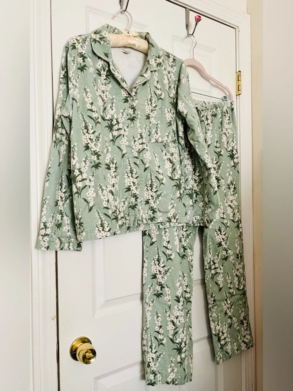 Garnet Hill Floral Organic Flannel Two-Piece Floral Pajama Set